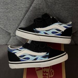 Vans Kids Black and White Velcro Sneakers